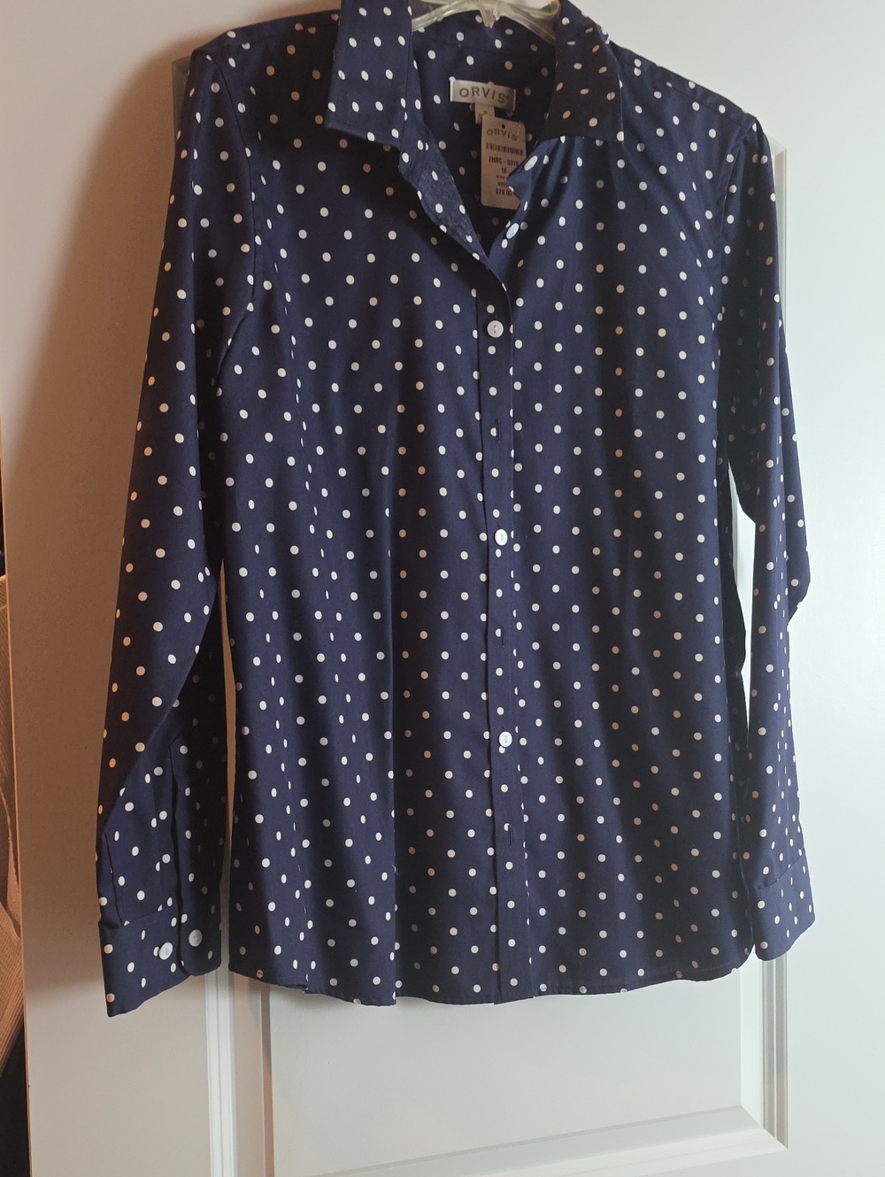 Orvis Navy Blue Polka Dot Button-Down Shirt